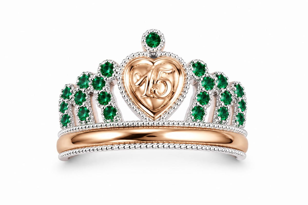 Anillo Clásico de 15 – Color Verde Esmeralda 💚✨