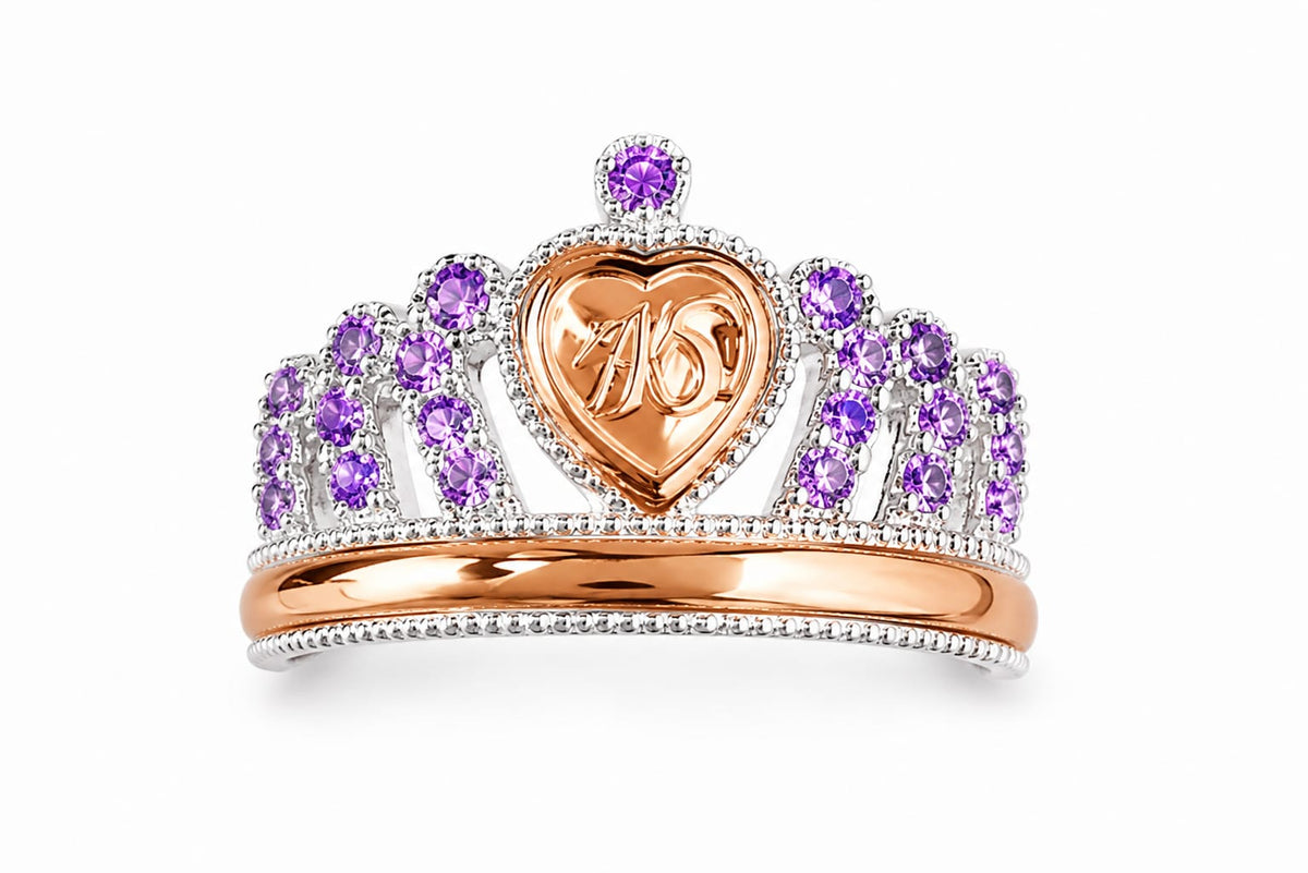 Anillo Clásico de 15 – Lila Amatista 💜✨
